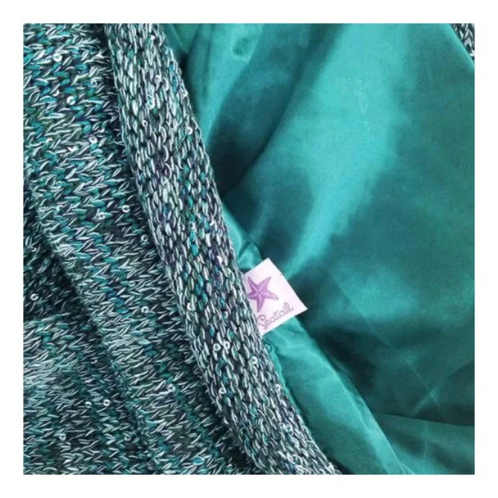 New Luxurious Seatail Mermaid Teal Blanket With Satin Liner